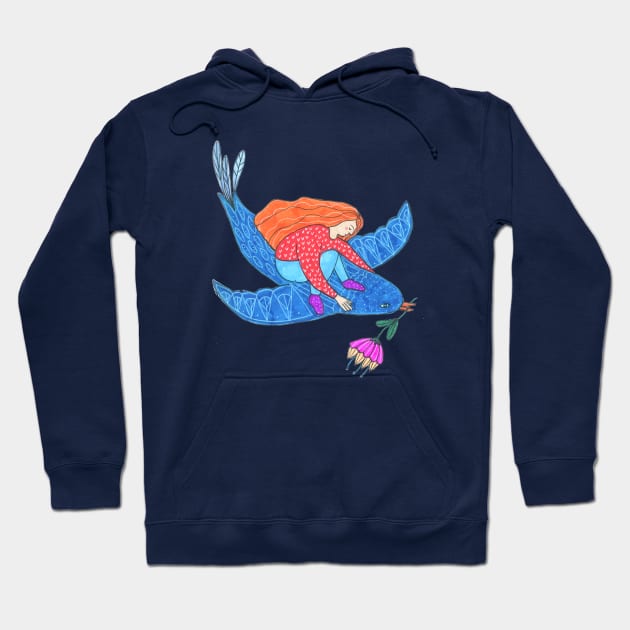 Flying On A Giant Bird Hoodie by DoodlesAndStuff